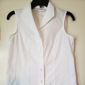 Calvin Klein White Sleeveless Shirt